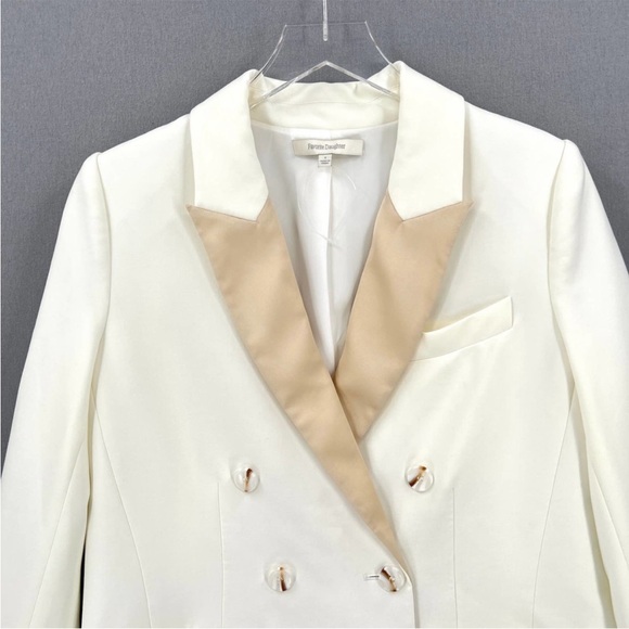 FAVORITE DAUGHTER Blazer Womens Small Cream Margaret Tuxedo Double Breasted NEW - Picture 3 of 12